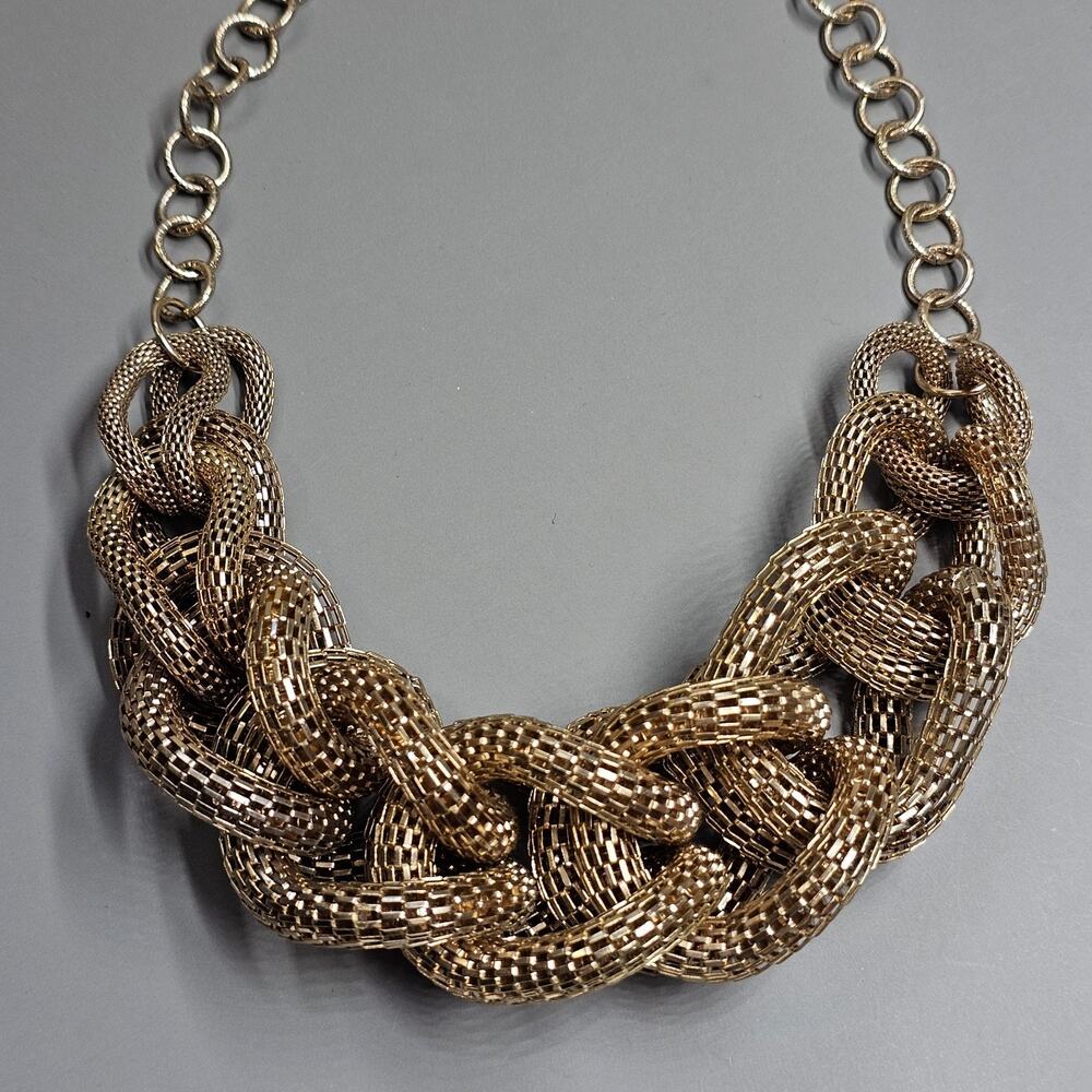 Express Braided Chain Chunky Choker Statement Necklace Goldtone Adjustable 17-20